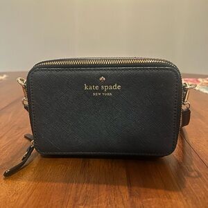 Kate Spade Small Black Leather Purse Crossbody with Built in Wallet - NEW